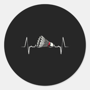 Heartbeat Ecg Shuttle Badminton Player Shuttle Classic Round Sticker
