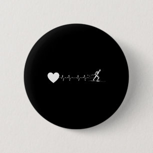 Heartbeat Ekg Biathlon Skiing Shooting 6 Cm Round Badge
