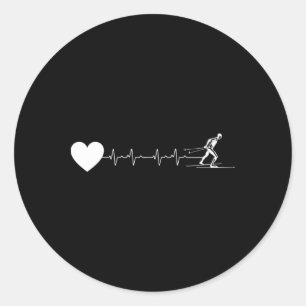 Heartbeat Ekg Biathlon Skiing Shooting Classic Round Sticker