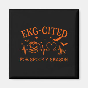 Heartbeat Ekg Cited Spooky Cardiac Nurse Pumpkin H Magnet