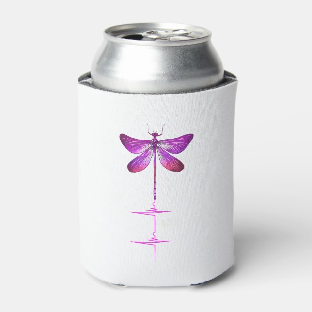 Heartbeat EKG Pulse Dragonfly Lovers Nature Insect Can Cooler (Can Front)
