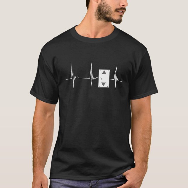 Heartbeat EKG Pulse Elevator Lover Elevator Button T-Shirt (Front)
