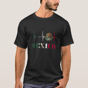 Heartbeat EKG Pulse Mexico Emblem Mexico Flag Mexi T-Shirt