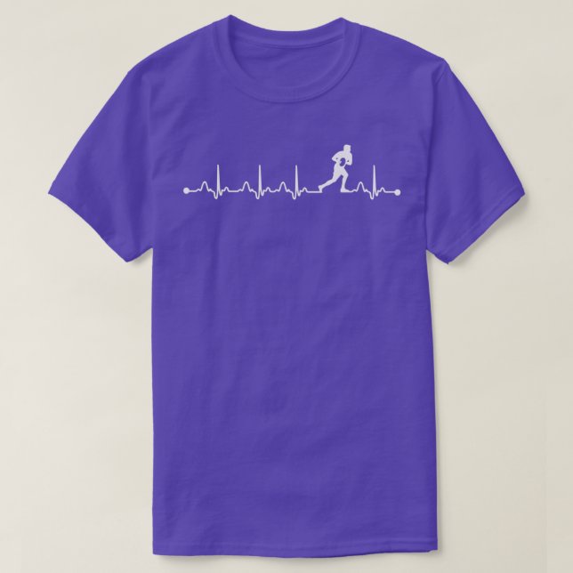 Heartbeat EKG Rugby Sports Lover T-Shirt (Design Front)