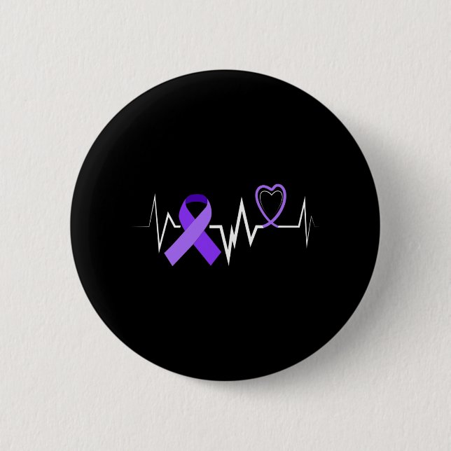 Heartbeat Epilepsy Ribbon Epilepsy Disorder Awaren 6 Cm Round Badge (Front)