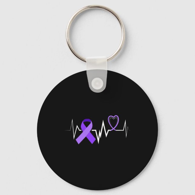 Heartbeat Epilepsy Ribbon Epilepsy Disorder Awaren Key Ring (Front)