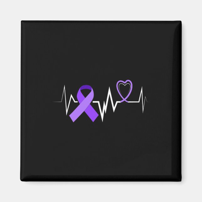 Heartbeat Epilepsy Ribbon Epilepsy Disorder Awaren Magnet (Front)