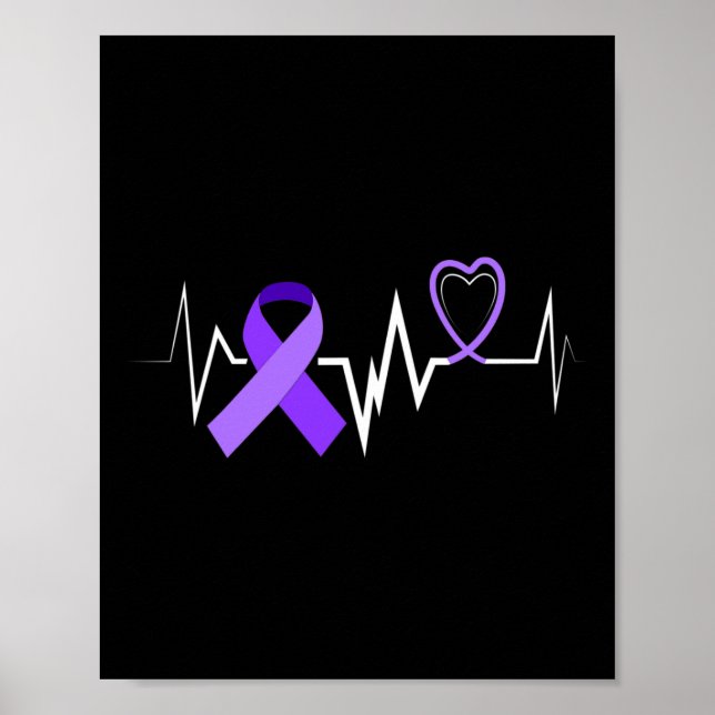 Heartbeat Epilepsy Ribbon Epilepsy Disorder Awaren Poster (Front)