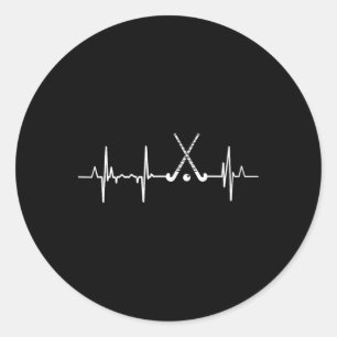 Heartbeat Field Hockey Player Classic Round Sticker