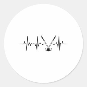 Heartbeat Field Hockey Player Heartline Classic Round Sticker