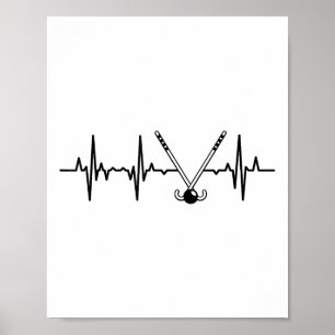 Heartbeat Field Hockey Player Heartline Poster