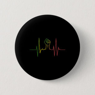 Heartbeat Fist Black History Month African America 6 Cm Round Badge