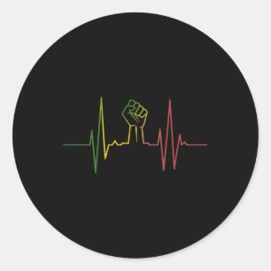 Heartbeat Fist Black History Month African America Classic Round Sticker