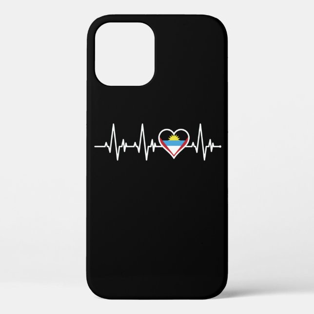 Heartbeat Flag Of Antigua Vacations Case-Mate iPhone Case (Back)