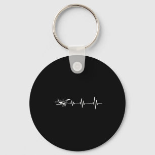 Heartbeat Flying Plane Pulse Line Retro Prop Aircr Key Ring