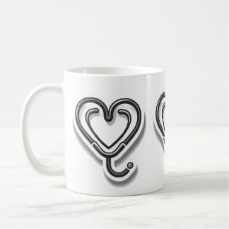 Heartbeat for lovers: stethoscope for medical coffee mug