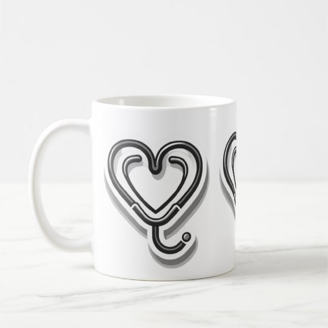 Heartbeat for lovers: stethoscope for medical  coffee mug (Left)