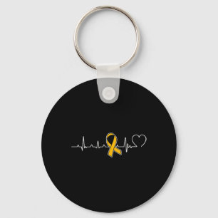 Heartbeat Gold Ribbon Childhood Cancer Awareness G Key Ring