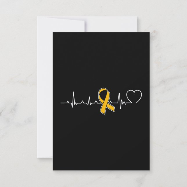 Heartbeat Gold Ribbon Childhood Cancer Card (Front)
