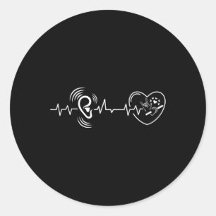 Heartbeat Hand Sign Language Hearing Loss Awarenes Classic Round Sticker