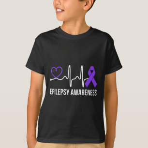 Heartbeat Heart Epilepsy Awareness Epileptic Purpl T-Shirt