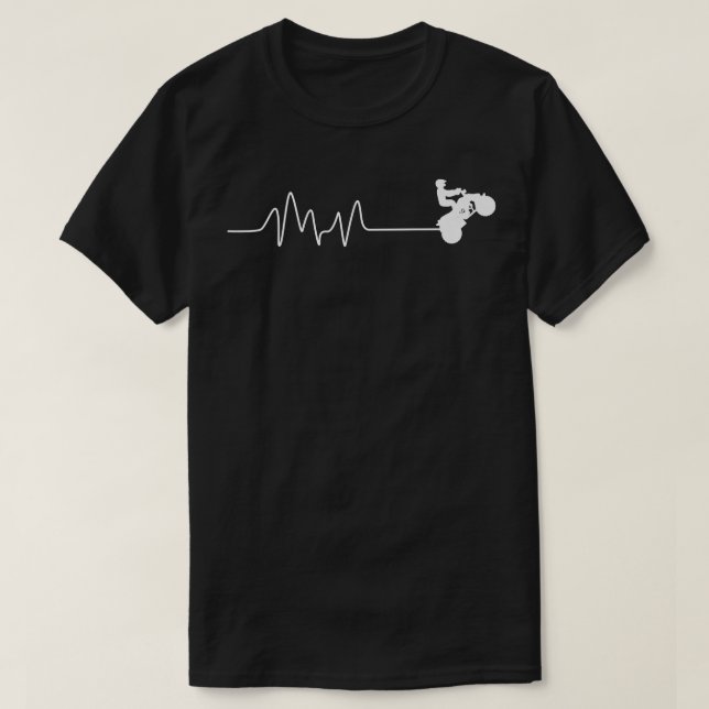 Heartbeat Heart Line Heart Rate Quad Bike Rider   T-Shirt (Design Front)