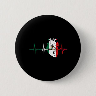 Heartbeat Heart Mexico Flag Love Mexican Men Women 6 Cm Round Badge