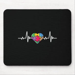 Heartbeat Heart Puzzle Autistic Autism Awareness  Mouse Pad