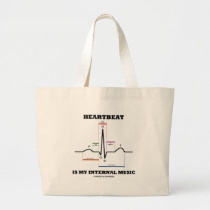 Heartbeat Is My Internal Music (ECG/EKG) Large Tote Bag
