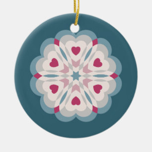 Heartbeat Kaleidoscope Ceramic Ornament
