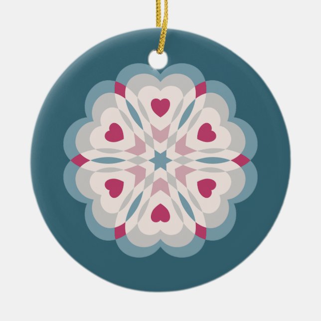 Heartbeat Kaleidoscope Ceramic Ornament (Front)