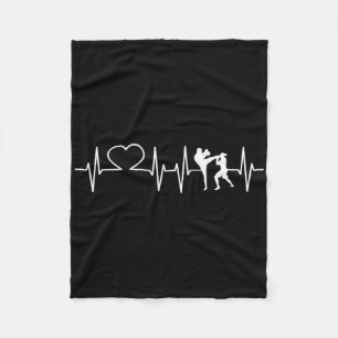 Heartbeat Kickboxing Shirt Kick Boxing Karate Tee Fleece Blanket