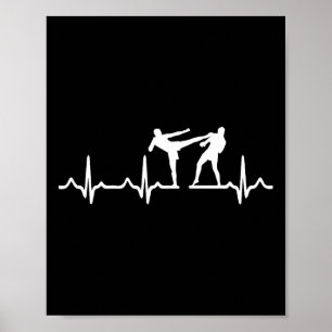 Heartbeat Kickboxing Shirt Kick Boxing Karate Tee  Poster