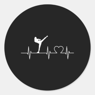 Heartbeat Kickboxing Taekwondo Martial Arts Classic Round Sticker