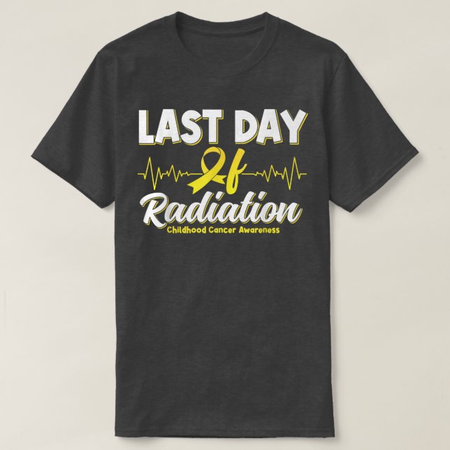 Heartbeat Last Day Of Radiation Childhood Cancer A T-Shirt (Design Front)