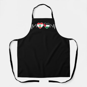 Heartbeat Lebanon Palestine Unity Flags. Apron