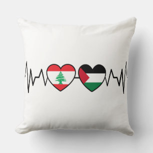 Heartbeat Lebanon Palestine Unity Flags. Cushion