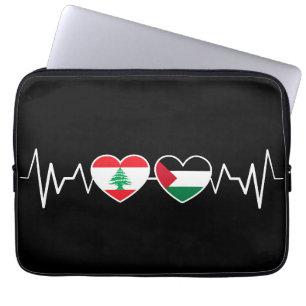 Heartbeat Lebanon Palestine Unity Flags. Laptop Sleeve