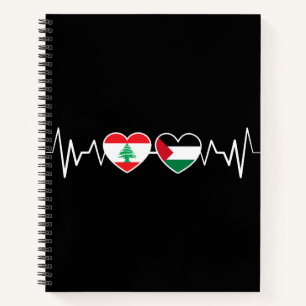Heartbeat Lebanon Palestine Unity Flags. Notebook