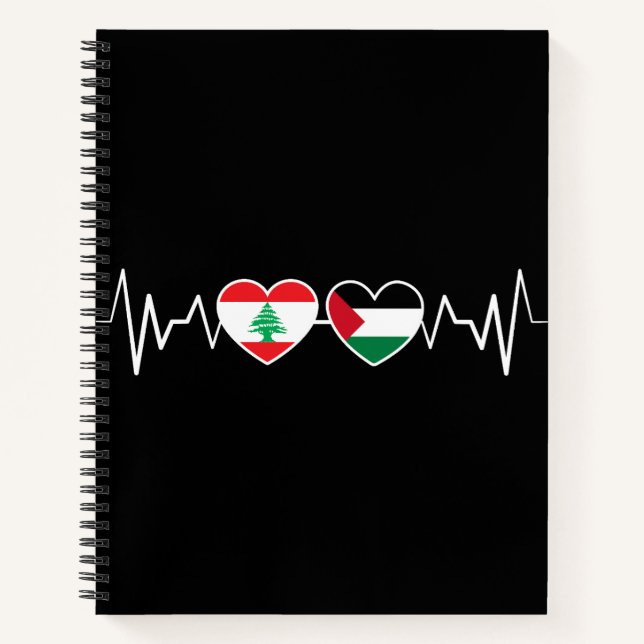Heartbeat Lebanon Palestine Unity Flags. Notebook (Front)