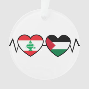 Heartbeat Lebanon Palestine Unity Flags. Ornament