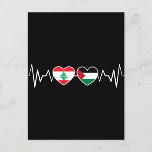 Heartbeat Lebanon Palestine Unity Flags. Postcard