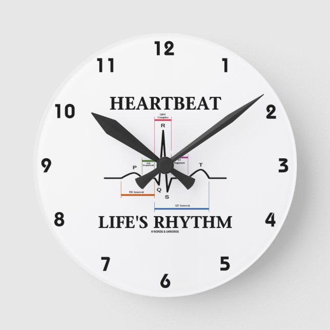 Heartbeat Life's Rhythm ECG EKG Electrocardiogram Round Clock (Front)