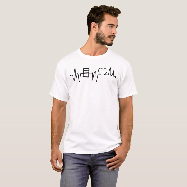 Heartbeat Line and Love with Mathematics  T-shirt  (Front Full)