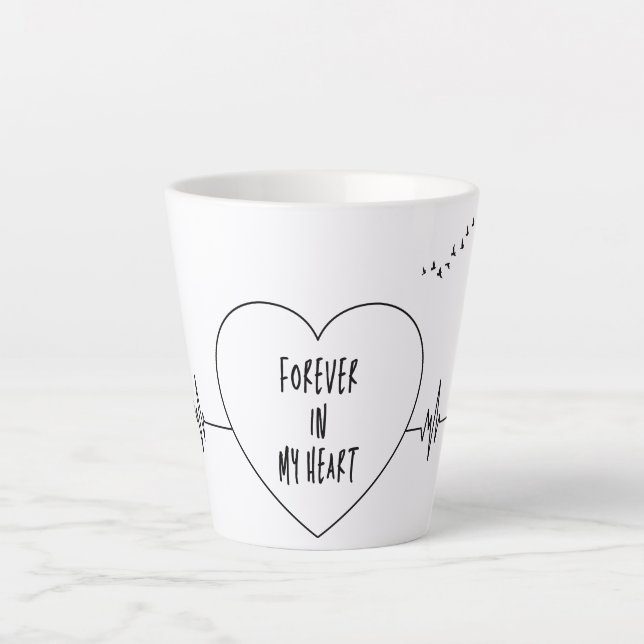 Heartbeat Line Art – You Are in My Heart Forever Latte Mug (Front)