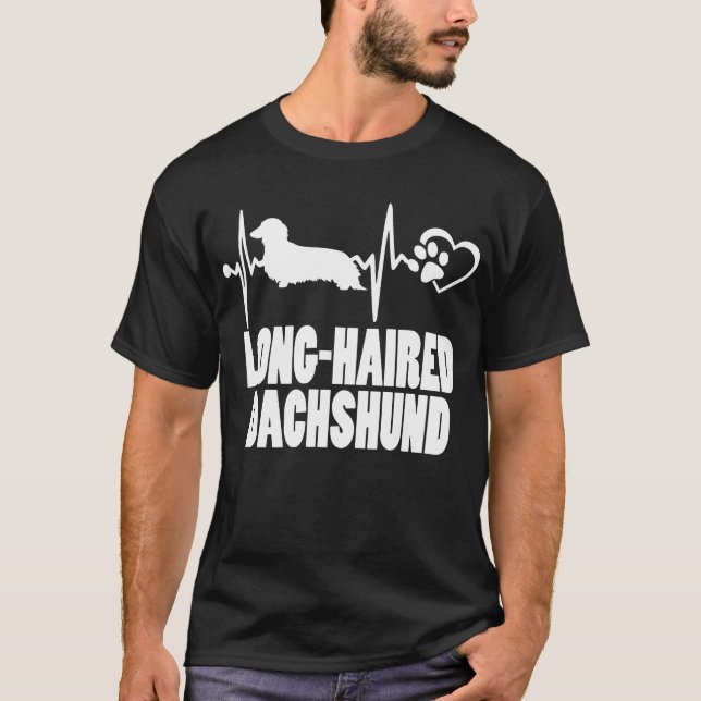 Heartbeat – Long Haired Dachshund T-Shirt (Front)