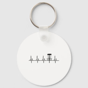 Heartbeat Love Disc Golf Funny Key Ring