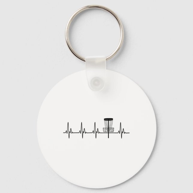 Heartbeat Love Disc Golf Funny  Key Ring (Front)