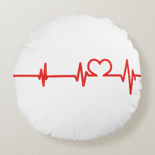Heartbeat Love Line – Romantic Heartbeat Round Cushion