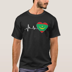 Heartbeat Mauritanian Flag For Mauritanians T-Shirt